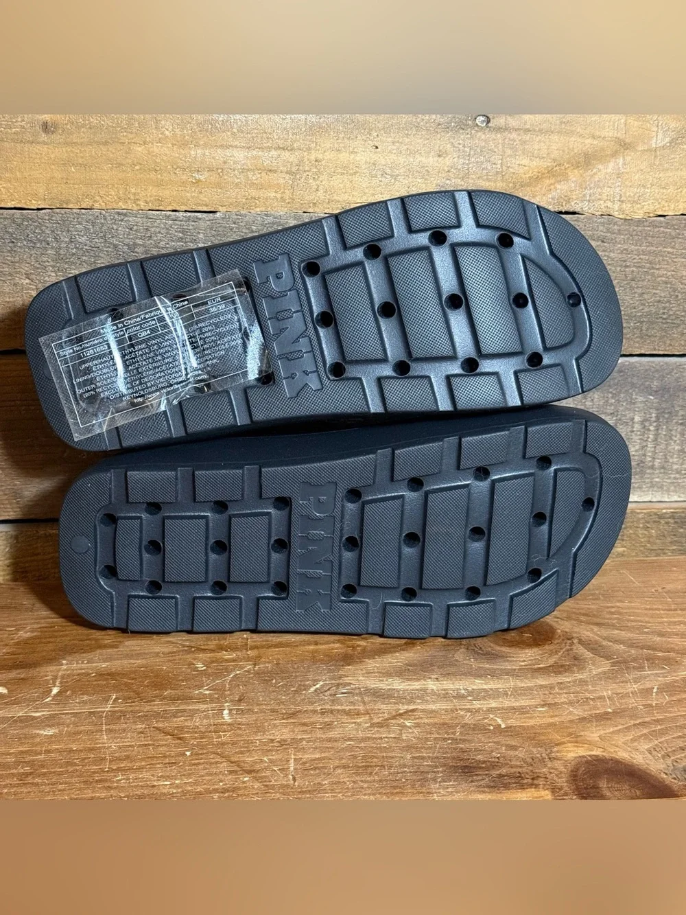 Victoria Secret PINK Platform Slide Sandals Size US 7/8 Black - Picture 9 of 10
